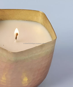 Customized Design Hexagon Shape Hammered Wholesale Metal Candle - Product Image 3