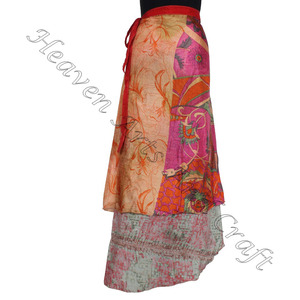 New Wholesaler of Wrap Skirts Reversible Vintage Silk <b>Magic</b> 38 Inch Long Wrap Skirt Halter Tube Indian <b>Beach</b> Wear 2 Layer Sari - Product Image 5