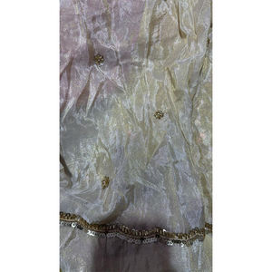 Tissu brodé en viscose pure de qualité supérieure avec de fines perles pour robes de créateurs et chemisiers élégants - Product Image 3