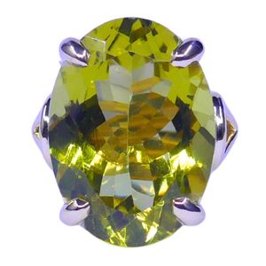 Bague en argent sterling 925 avec topaze citron, style classique, plaquée or pour les mariages - Product Image 2