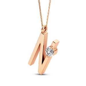 Colgante Minimalista con Letra del Alfabeto, Diamante Cultivado en Laboratorio VVS VS EF, Plata de Ley 925 con Acabado en Oro, Joyería Personalizada con Iniciales - Product Image 3