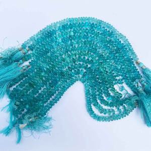 Cuentas de rondelle lisas de apatita azul Natural de 6mm, cuentas de cristal sueltas para fabricación de joyería fina, tienda de precios al por mayor en línea - Product Image 4