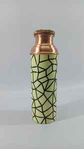 Customized Unique 100% Handmade Copper <b>Water</b> <b>Bottle</b> Greenish Kitchen Accessories with Custom Logo Plastic Drinkware - Product Image 2