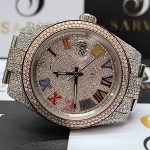Relojes mecánicos chapados en oro rosa VVS Clarity Moissanite Diamond Reloj automático Iced Out Hip Hop Style para hombres y mujeres - Product Image 6