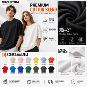 Camiseta con Logotipo Personalizado, Unisex, Oversize, de Algodón Peinado, Camisetas Lisas, Fabricante de Ropa de Marca Privada OEM - Product Image 2