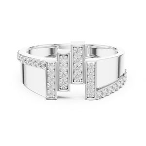 แหวนหมั้นเพชรทรงกลมสีโรสโกลด์ 14K สำหรับผู้หญิง |   เพชรที่เพาะเลี้ยงใหม่ - Product Image 3