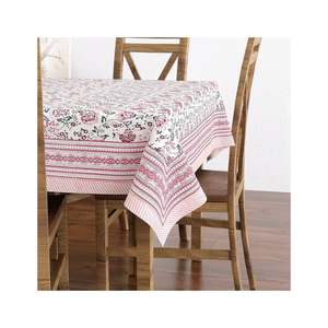 Nappe de table brodée en coton biologique à impression dense Tissu certifié GOTS 260 GSM lavable en machine adapté à une utilisation en salle de fête - Product Image 2