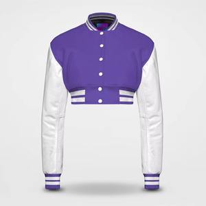 Chaqueta universitaria corta de lana para hombre con logotipo personalizado y parches de letras de chenilla chaqueta de béisbol recortada al por mayor - Product Image 1