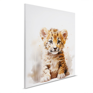 Hecho en Alemania-Cuadro de lienzo para decoración del hogar Baby Tiger Nursery-Mural de pintura de pared en blanco y Beige-arte de marco de Camilla - Product Image 6