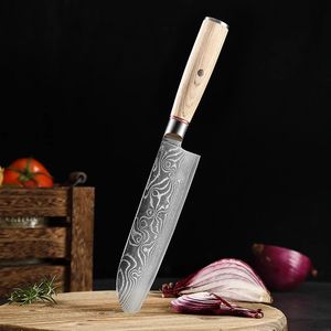 Vente en gros de Offre Spéciale de service OEM ODM de qualité supérieure personnalisé, couteau japonais en acier Damas, couteau de cuisine de chef avec bois Pakka blanc - Product Image 5