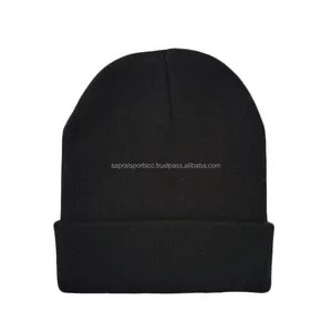 Gorro de punto negro personalizado de alta calidad, gorro unisex de pescador de invierno suave con impresión Digital, buen proveedor para toda la venta - Product Image 1