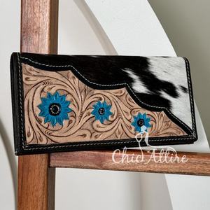Nuevo pelo Real hecho a mano en cuero de vaca Bi Fold billetera de mujer elegante cuero genuino personalizado Multi usado monederos de vaquera - Product Image 1