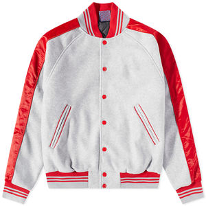 Veste universitaire bleue épaisse OEM avec logo personnalisé au point de chaîne Streetwear veste en velours côtelé à col élégant et fermeture éclair pour hommes - Product Image 1