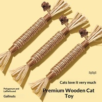 Bâtonnets à mâcher pour chat Silvervine, lot de 3, jouets de dentition durables enveloppés de corde avec pompons en raphia pour chats d'intérieur et chatons