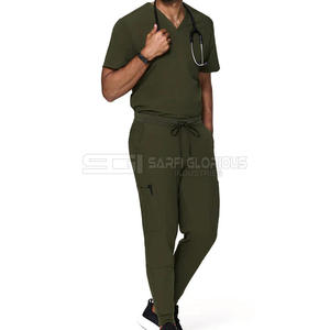 Conjunto de Uniforme Médico Personalizado OEM Color Verde Azulado para Hombre, Uniforme de Enfermero con Paneles en Contraste, Cuello en V, Manga Corta, para Clínica y Hospitales - Product Image 4