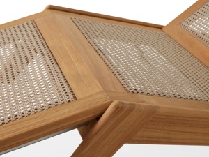 Chaise longue extérieure moderne en bois de teck et osier de qualité supérieure pour les hôtels et les villas - Product Image 6