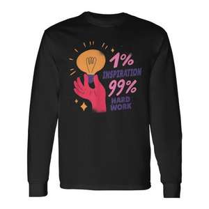 T-shirt à manches longues Inspiration And Hard Work Lightbulb, design 1% Inspiration 99% Hard Work - Product Image 1