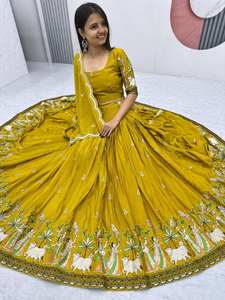 Mayorista Chinon Lehenga Choli Conjunto Bordado Pesado Blusa de diseñador Ropa de mujer étnica para boda Fiesta festiva Celebración - Product Image 3