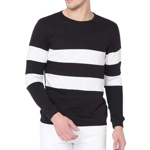 Custom High Quality Plus Size <b>Long</b> Sleeve White Stripes Men T-Shirt Men's 100% Cotton Full Sleeve Sports Wear Slim Fit T Shirts - Product Image 1