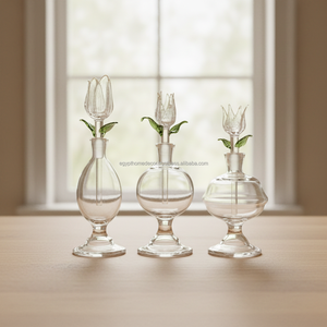 ZAHEREEN LW53 Flacon de parfum artisanal en verre soufflé à la main, art populaire égyptien personnalisable, design élégant avec couvercle floral en forme de tulipe, 35-50 ml - Product Image 2