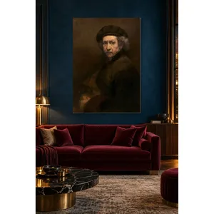 Impresión en lienzo del autorretrato de Fida Rembrandt con boina - Product Image 5