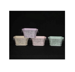 Jardinières en métal à l'aspect simple pour la décoration de jardin Nouveau pot de fleur en métal Dernier pot de jardin Pot galvanisé en deux tons fini - Product Image 5