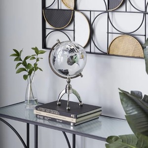 DecMode Silver Aluminum World Globe on <b>Stand</b> Home Decor is a decorative item It is made of aluminum and has a silver - Product Image 1