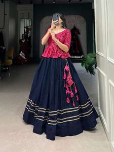 Exclusive Beautiful Lehenga Choli Cotton Plain With <b>Gota</b> Patti With Blouse Bandhej Print Manufacturer From Surat For Sale - Product Image 4