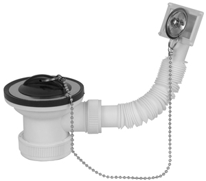 Valvola per lavabo con troppopieno 1 1/2" PVC (Mirtak BO-41506) - Product Image 1