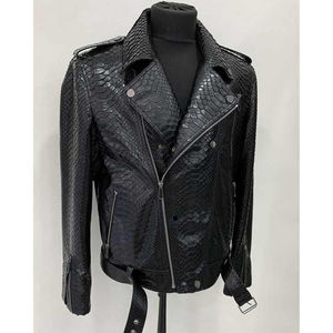 Veste en cuir de vache pour homme avec logo personnalisé sur le devant, imperméable, respirante, à capuche, streetwear, service OEM, manches longues - Product Image 4