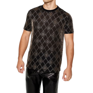 100% Tee da equipaggio in cotone organico in metallo 240 grammi serigrafia compressa con motivo solido stampato - Product Image 5