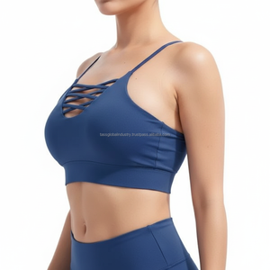 Sexy Criss Cross Front Sports <b>Bra</b> Spaghetti Strap Yoga Top Deep V-Neck Workout Gym <b>Bra</b> Breathable Athletic Wear for Women - Product Image 2