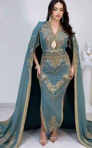 2024 dernier mariage Trail Caftan robe gris Badroon Zari broderie cristal verre perles pierre Dabka travail soie lin Lehenga Choli - Product Image 2