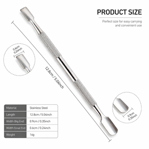 Outil de manucure et pédicure professionnel en acier inoxydable double extrémité pour repousser et nettoyer les cuticules - Product Image 3