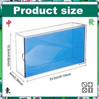 Estuche de Acrílico Azul de Alta Gama para Fichas de Mahjong Americano Transparente para 4 Jugadores con Soporte de Mesa Opcional
