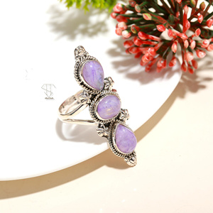 Bague de forme ovale en pierre de lune bleue faite à la main 925 bague de bijoux fins semi-précieuses en argent sterling massif pour bijoux en gros - Product Image 4