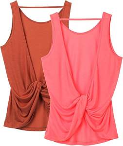 Débardeur d'entraînement à col haut pour femme 100% coton décontracté Gym Style athlétique tissu tricoté - Product Image 4