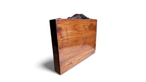 Bolso de madera hecho a mano para portátil Maletín pulido con toque de decoración para llevar portátil - Product Image 5