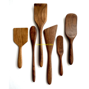 Wooden Salad Serving Spoon Fork Set Natural <b>Wood</b> Kitchen Utensil With <b>Carved</b> Handle Design Eco Friendly Durable Tableware - Product Image 6