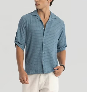 เสื้อเชิ้ตผู้ชายคอปกคิวบา แขนสั้น ติดกระดุม สไตล์ลำลอง สีตามสั่ง ทันสมัยและสวมใส่สบาย สำหรับขายส่ง - Product Image 1