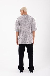 Camiseta 100% de algodón con hombros al descubierto para hombre, camiseta de diseño étnico de manga Normal, informal, urbana, personalizada, OEM, ropa de calle estampada, venta al por mayor, 2023 - Product Image 4