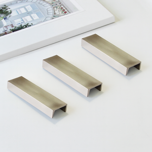 Poignée de porte de placard en acier inoxydable brossé en forme de U minimaliste moderne, quincaillerie pour meubles pour chambre à coucher, salon, cuisine - Product Image 1