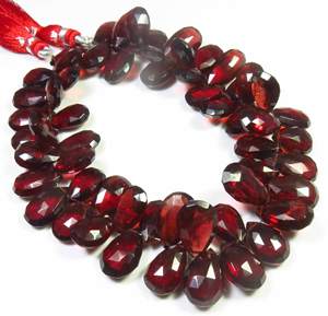 Cuentas de granate rojo africano natural Big 13-17mm corte facetado 9 \ "Strand piedras preciosas sueltas cuentas de pera de Mozambique - Product Image 1