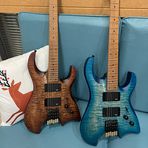 Bán buôn OEM nhạc cụ dây HH Humbucker pickups 24 làm tròn kết thúc phím đàn chất lượng cao 7 dây không đầu guitar điện Kit - Product Image 5