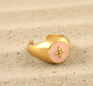 Anillo Ajustable Clásico de Plata de Ley 925 Chapado en Oro con Esmalte Rosa en Forma de Pétalos para Mujer, para Fiestas, Bodas y Aniversarios - Product Image 6