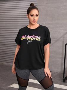 Haut de gymnastique en coton pour femmes Design imprimé d'été haut tissu manches courtes couleur unie T-shirt de Yoga d'entraînement de Fitness en vrac - Product Image 5