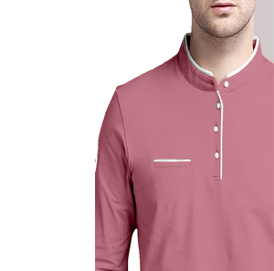Nouveau Style Logo personnalisé hommes polos solide 100% coton à manches longues Polo tissu tricoté décontracté teint uni - Product Image 3