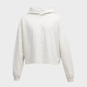 เสื้อฮู้ดดี้ผู้ชายทรงสลิมฟิตแบบครอป สีพื้น ผ้าฝ้าย ปักโลโก้ได้ ตัดขอบดิบ - Product Image 1