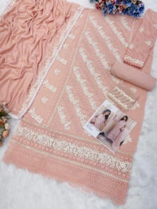 Colección de trajes bordados Heavy Fox Georgette con Zarkan para ocasiones de fiesta - Product Image 5