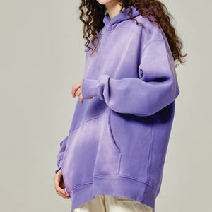 Sweat à capuche vintage surdimensionné lavé à l'acide Streetwear pour femmes pull brodé lourd en éponge française léger pour l'hiver - Product Image 2